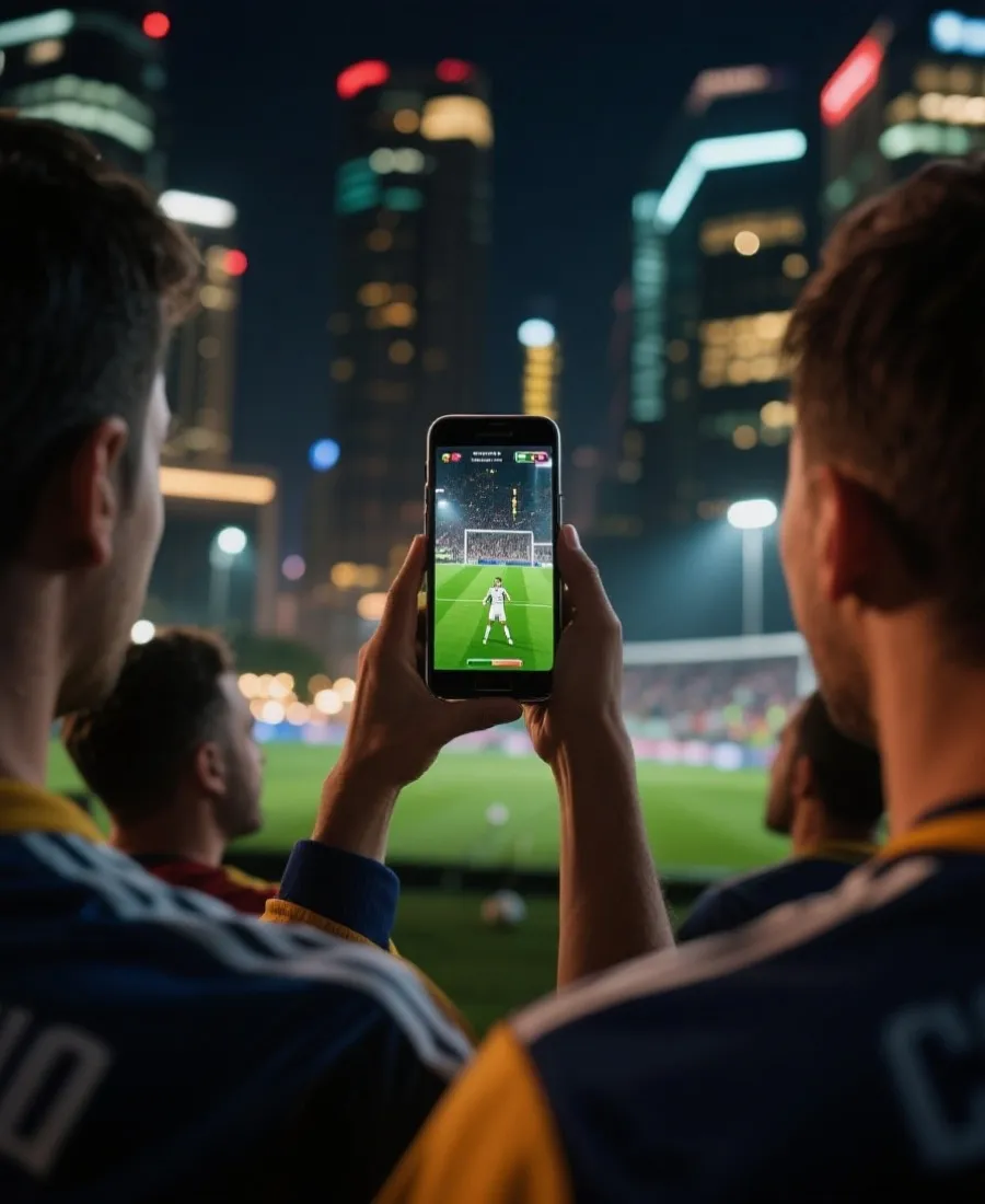 手機觀看足球直播示意